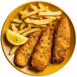 Cooked United Fish Co Crumbed Gurnard Fillets on Plate – Golden Fried Meal
