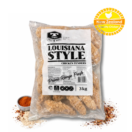 Packaged Louisiana Style Chicken Tenders with a visible brand label on a white background